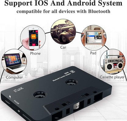 Elook Car Audio Receiver, Bluetooth Cassette Receiver Tape Aux Adapter Player with Bluetooth 5.0