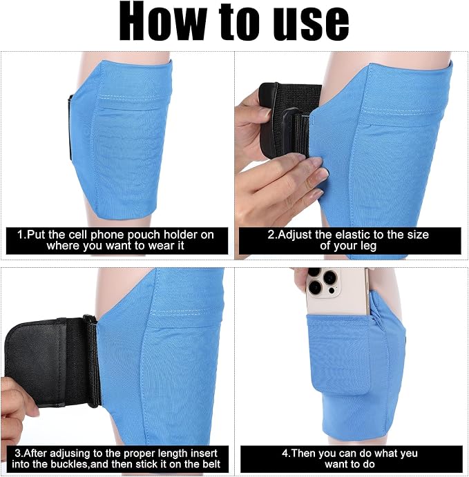 Leg Phone Holder, Cell Phone Leg Straps Ankle Wallet Thigh Holder Wallet Calf Straps Adjustable Arm Pouch Non Slip Sports Armband Storage Bag for Equestrian Jogger Running Workout