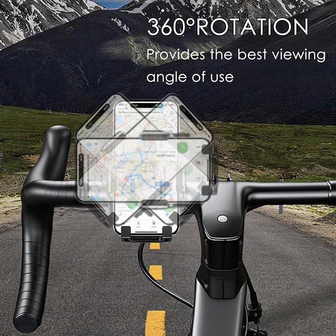 Bike Phone Holder 2 Pack, Mountain Motorcycle Phone Mount, 1s Lock & Quick Release Handlebar Cell Phone Cradle Clamp, Phone Clip for 4-6.9" Smartphones - Black (2)