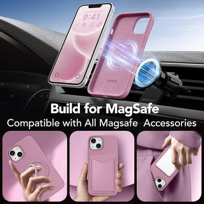 GONEZ Magnetic for iPhone 14 Case, Compatible with Magsafe, with Screen Protector + Camera Protector, Anti-Scratch Microfiber Lining, Liquid Silicone Shockproof Protective Phone Case, Blackcurrant
