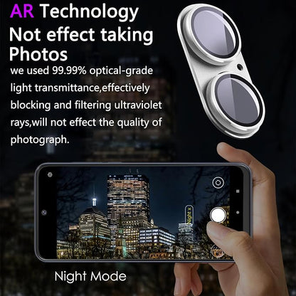 2 Pack Camera Lens Protector for iPhone 16/16 Plus,Metal AR Tempered Glass Rear Camera Screen Cover,Anti-Scratch,Strong Adsorption,Case Friendly, Easy to Install-Silver