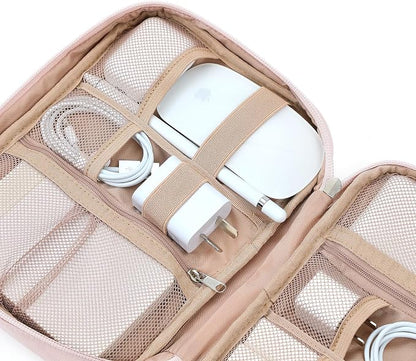 NISHEL Travel Cord Organizer, Electronic Cable Accessories Storage Bag | Bag for chargers, cables, phones, hard drives, USB devices and SD cards, ideal for travel and daily use,Pink