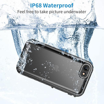 Cozycase Waterproof Case for iPhone SE 3rd 2022/SE 2nd 2020/iPhone 7/8 - Heavy Duty 360 Shockproof Full Body Rugged Military Grade Hard Water Dust Proof Cover with Built-in Screen Protective Black