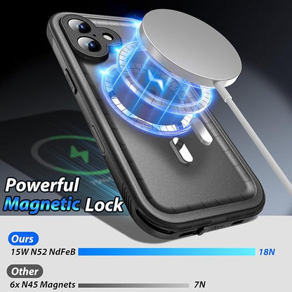 SPORTLINK for iPhone 17 Case - IP68 Waterproof Military Protective Full Body Heavy Duty Shockproof 360 Sealed Dustproof with Camera Screen Protector Phone Cover for iPhone 17 6.3" M/Black