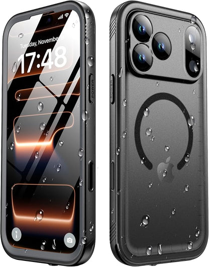 SPORTLINK for iPhone 17 Pro Max Waterproof Case - Built in Screen Protector/Shockproof Compatible with MagSafe/Dropproof/Dustproof/Heavy Duty, Full Body for iPhone 17 Pro Max 6.9 inch Black