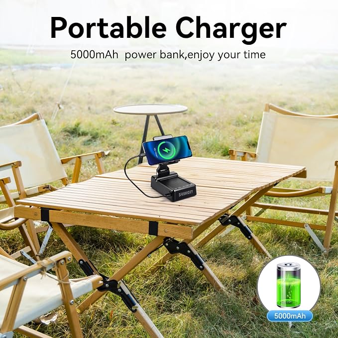 Father's Day Gifts for Dad, Birthday Gifts for Men Women, Cell Phone Stand with Bluetooth Speaker with 5000mAh Charger, HD Surround Sound for Desk