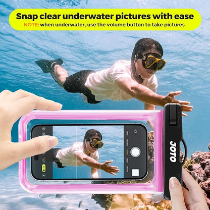 JOTO Up to 7" Universal Waterproof Phone Case for iPhone 17 Air 16 15 14 13 12 11 Plus Pro Max, IPX8 Cellphone Dry Bag XR X SE, Galaxy S23 S22 S21 S20+ S20 S10 Plus Note, Pixel -Pink