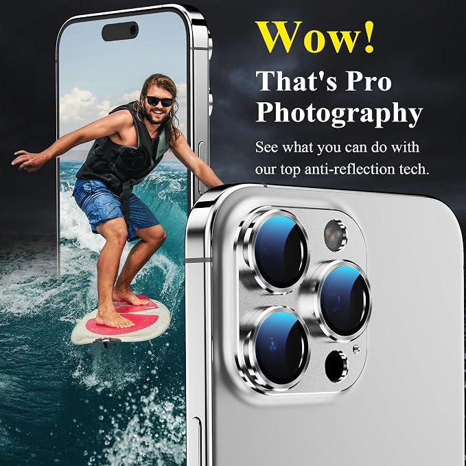 YWXTW for iPhone 16 Pro/iPhone 16 Pro Max Camera Lens Protector, [1:1 Perfect Fit] Matte Metal Anti Scratch Tempered Glass Camera Screen Protector Accessories, Case Friendly (White Titanium)
