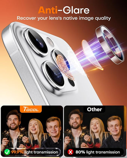 TOCOL for iPhone 14 Pro Max Camera Lens Protector/iPhone 14 Pro Camera Lens Protector Tempered Glass HD Individual Scratch Resistant Cover Accessories Case Friendly 2 Pack（Clear）