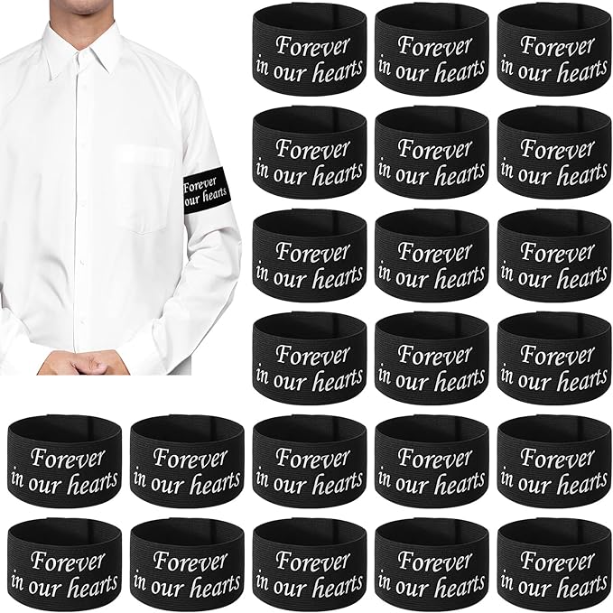 Unittype 25 Pcs Mourning Arm Band, Elastic Adjustable Funeral Armband for Mourning Funeral Memorial Condolence Respect Event, Black