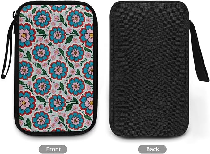 Blue Flowers Electronics Case Portable Electronic Accessories Carry Case Tech Pouch for Cable Cord Charger Phone Earphone Power Bank SD Card Travel Use