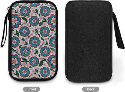 Blue Flowers Electronics Case Portable Electronic Accessories Carry Case Tech Pouch for Cable Cord Charger Phone Earphone Power Bank SD Card Travel Use