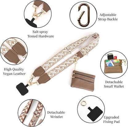 Crossbody Body Phone Holder for Women, New Phone Strap with Zippered Pouch, Adjustable Crossbody Strap