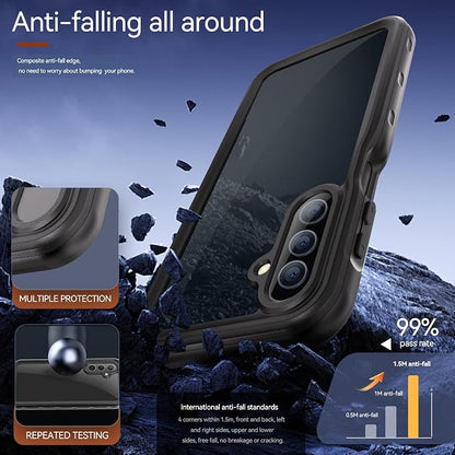 Omio for Galaxy A16 5G Waterproof Case, Full Body IP68 Underwater Clear Protective Case Built-in Screen Protector Heavy Duty Shockproof Case for Men Women, Black
