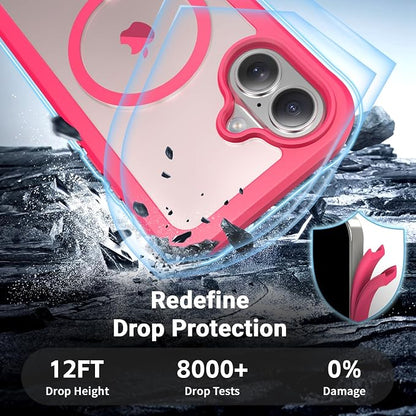 jaroco Magnetic for iPhone 17 Case, [Compatible with MagSafe][Military Grade Drop Protection][Heavy Duty Protection][Non-Slip][Shockproof] 2-Layer Durable Bumper Phone Case 6.3''-Rose