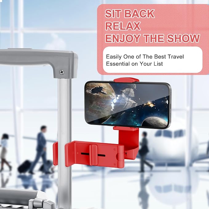 Perilogics Airplane Phone Holder Mount Universal in Flight Hands Free Viewing with Multi-Directional Dual 360 Degree Rotation (Coral)