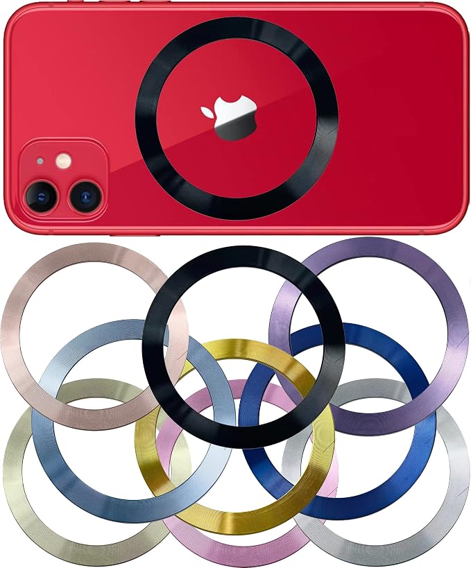 SALEX Compatible with Magsafe Magnetic Rings 9 Pack Set - Metal Rings for Cell Phone Case - Cute Mixed Colors Round Magnet Sticker - Replacement Discs with 3M Adhesive Backing for iPhone 14 13 12.