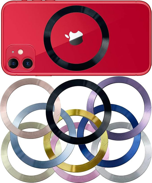 SALEX Compatible with Magsafe Magnetic Rings 9 Pack Set - Metal Rings for Cell Phone Case - Cute Mixed Colors Round Magnet Sticker - Replacement Discs with 3M Adhesive Backing for iPhone 14 13 12.
