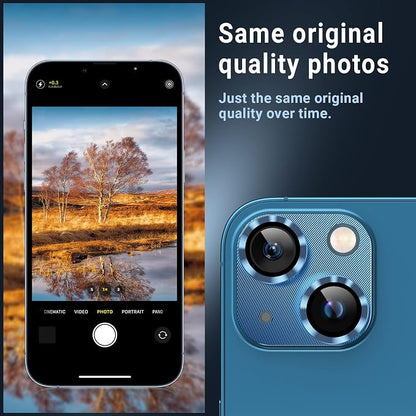 Korecase [2 Pack for iPhone 13 / iPhone 13 Mini Camera Lens Protector Tempered Glass Camera Cover, 9H Hardness Aluminum Metal Lens Film, Bubble Free,Strong Stickiness -Starlight