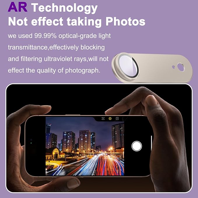 2 Pack Camera Lens Protector for iPhone 17 Air,[Not Easy to Breakn ] AR Tempered Glass Strong Adsorption Metal Camera Cover Screen-Light Gold