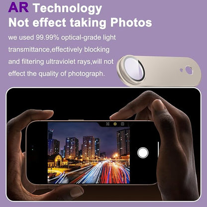 2 Pack Camera Lens Protector for iPhone 17 Air,[Not Easy to Breakn ] AR Tempered Glass Strong Adsorption Metal Camera Cover Screen-Light Gold