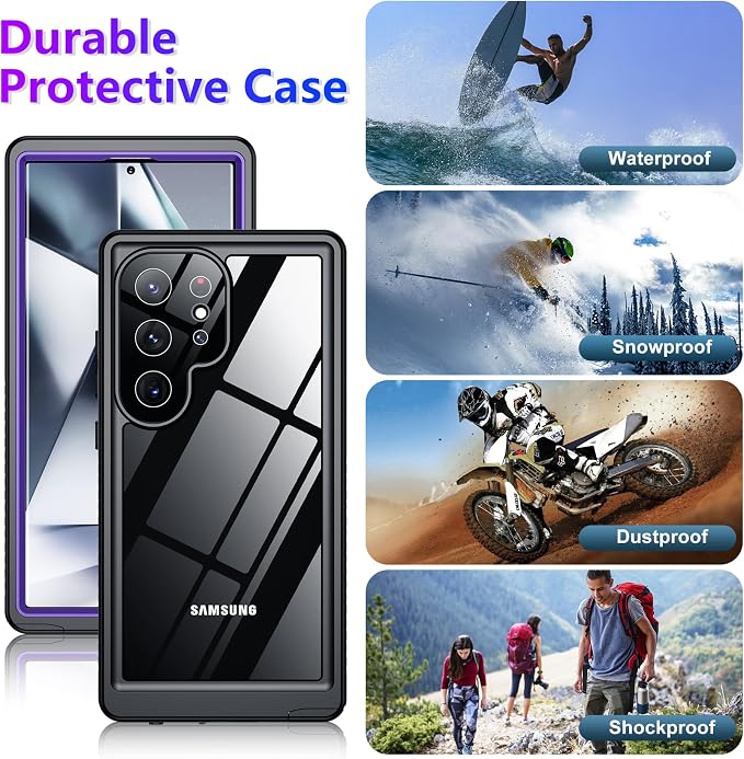 2025 New for Samsung Galaxy S24 Ultra Case Waterproof, [Built-in Camera & Screen Protector][Military Grade Shockproof][IP68 Underwater][Dustproof][Dropproof] Full Body Phone Case for S24 Ultra 6.8"