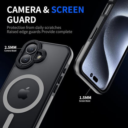 Strong Magnetic for iPhone 16 Plus case [10Ft Military-Grade Protection] Compatible with fit MagSafe Shockproof Slim Thin Cover 6.7 inch 16 Plus Phone case, Gray Bumper
