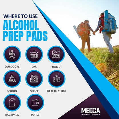 Alcohol Prep Pads - Box of 600, Saturated 70% Isopropyl Alcohol Wipes, Individually Wrapped Moistened Swab Pad, 2-Ply Cotton (Bulk Pack 600 Count)