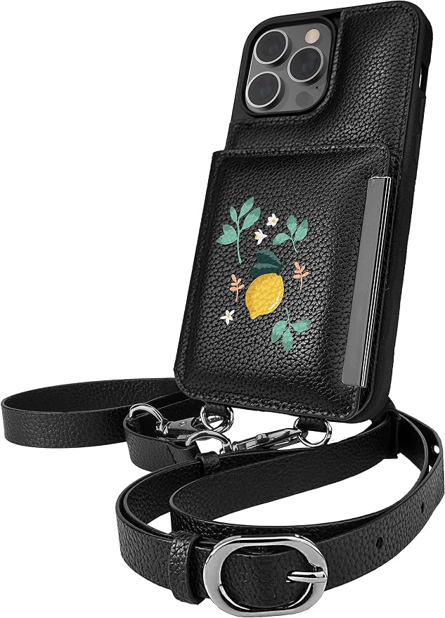 Smartish iPhone 14 Pro Max Crossbody Wallet Case - Dancing Queen [Purse/Clutch with Detachable Strap & Wristlet] Protective Cover with Credit Card Holder - Lemon Party