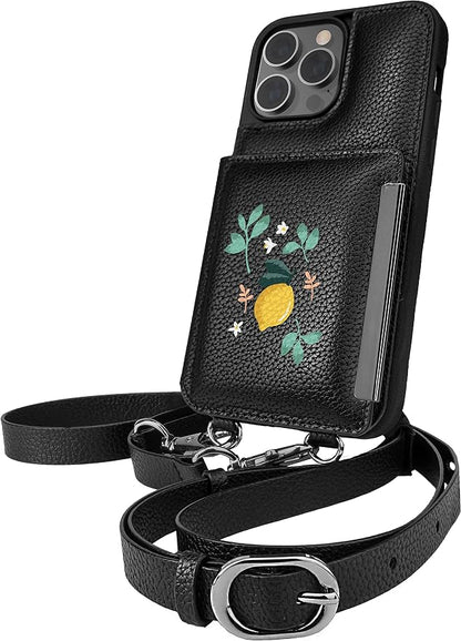 Smartish iPhone 14 Pro Max Crossbody Wallet Case - Dancing Queen [Purse/Clutch with Detachable Strap & Wristlet] Protective Cover with Credit Card Holder - Lemon Party