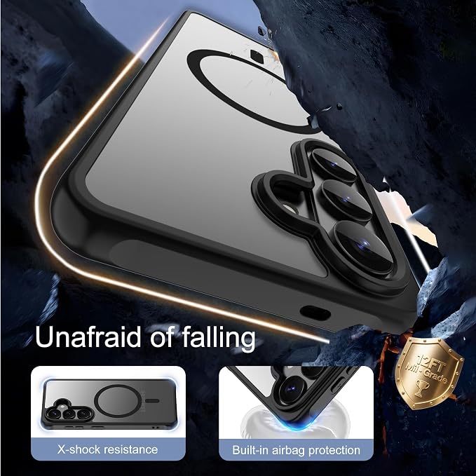 For Samsung Galaxy S26 Plus Phone Case:S26 Plus Case [Compatible with Magsafe] with 2PC HD Screen Protector,Camera Bump Protection,Slim Frosted Translucent Soft-Touch for Galaxy S26 Plus,Matte black