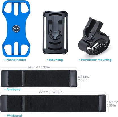 Cikyner Running Armband, 3 in 1 360° Rotatable & Detachable Sports/Bicycle Phone Holder for 4.5-7'' Smartphones, Ideal for Gym, Jogging, Hiking
