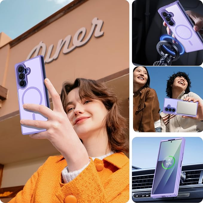 Pilaru for Samsung Galaxy Z Fold 7 case [Compatible with Magsafe] Translucent Matte Magnetic Phone Case,Slim Thin Duty Shockproof Protection Z Fold 7 Cover -Light Purple