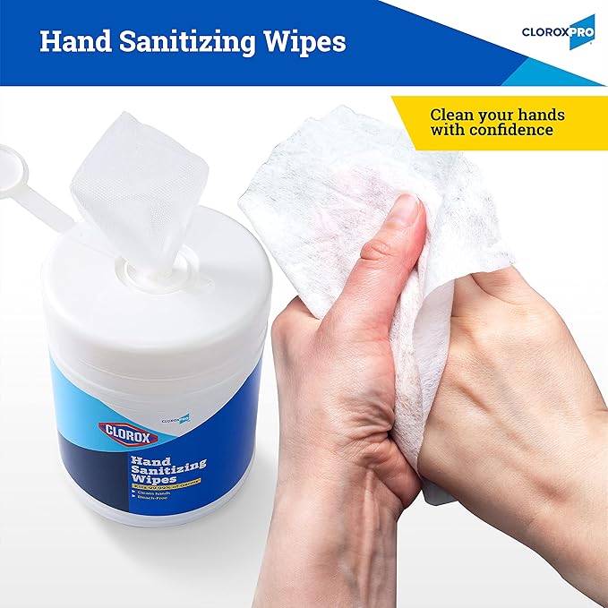 Clorox Pro Alcohol Free Hand Sanitizer Wipes with BZK - Gentle Hand Sanitizing Wipes for Hands in Bulk Canister - Disinfecting Sanitizer Solution for School Supplies & Office Use, 270 Count
