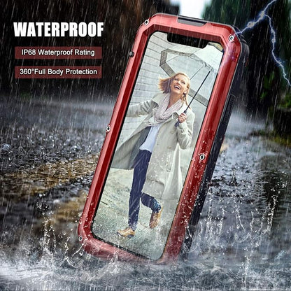 Mitywah Waterproof Case for iPhone 11, Heavy Duty Military Grade Armor Metal Case, Full Body Protective Shockproof Dustproof Strong Rugged Thick Case for iPhone 11, Red