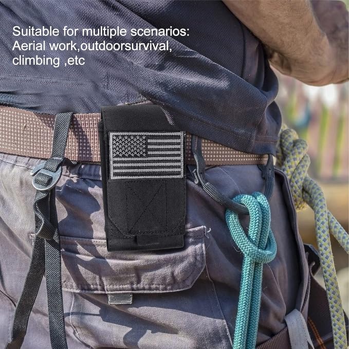 Black Tactical Molle CellPhone Pouch Case,Heavy Duty Waterproof Phone Holster Bag for iPhone 11 12 13 Pro Max For Samsung S22 S21 S20 FE Note 20 A13 A12 A02S Less 6.7" Phone with 4 Pack Patches