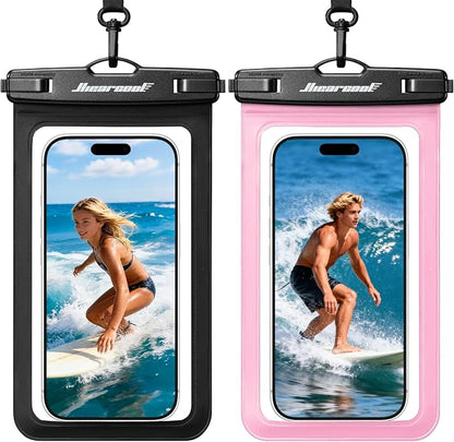 Hiearcool Universal Waterproof Case, Waterproof Phone Pouch Compatible for iPhone 17 16 15 14 13 Pro Max XS Plus Samsung Galaxy S22 Cellphone Up to 8.9", IPX8 Cellphone Beach Bag for Travel - 2 Pack