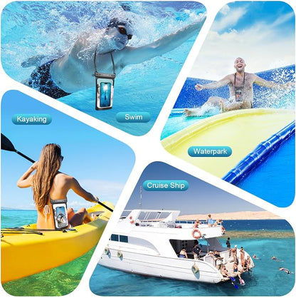 Large Floating Waterproof Phone Pouch, 2Pack Cell Phone Dry Bag for iPhone 17 16 15 14 13 Pro Max Galaxy S26 S25 Ultra All Phones, Water Proof Dry Bag for Beach Water Park (Frosted + Frosted)