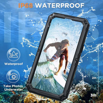 Beasyjoy for iPhone 16 Pro Case Waterproof, Metal Heavy Duty Full Body Protective Case with Built-in Screen Protector, Military Grade Shockproof Dustproof Defender Cover for iPhone 16 Pro 6.3", Black