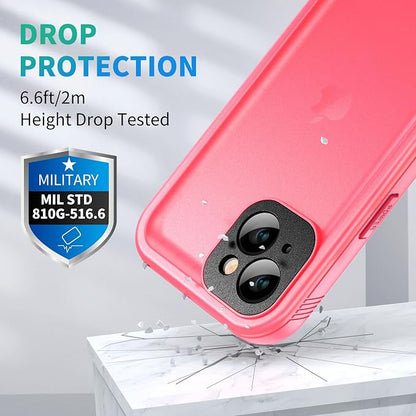 SPORTLINK for iPhone 14 Waterproof Case - Built-in Shockproof Dustproof Screen Protector - Heavy Duty Dropproof/Full Body 360 Protection/Cover for iPhone 14 6.1 Inch Pink