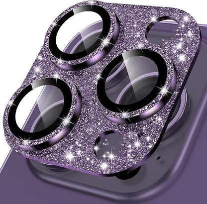 YWXTW for iPhone 14 Pro/iPhone 14 Pro Max Camera Lens Protector, [4TH Gen New Bling Design] Glitter Shiny Diamond Metal Ring Tempered Glass Back Camera Screen Protector Lens Cover (Purple)