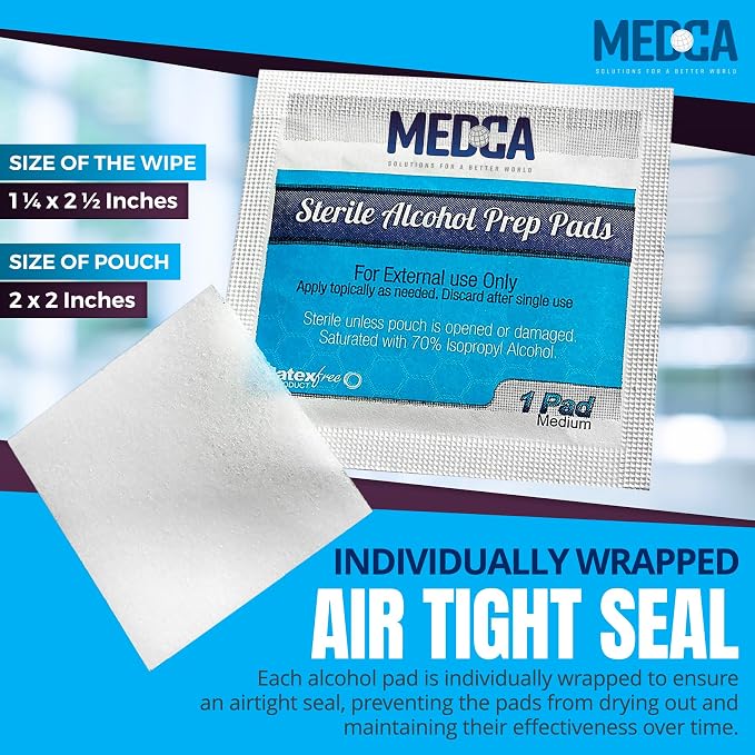 Alcohol Prep Pads - Box of 600, Saturated 70% Isopropyl Alcohol Wipes, Individually Wrapped Moistened Swab Pad, 2-Ply Cotton (Bulk Pack 600 Count)