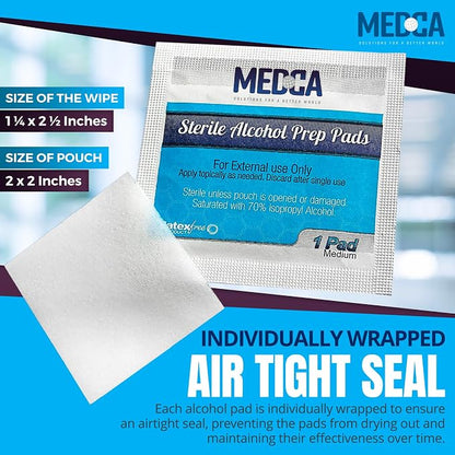 Alcohol Prep Pads - Box of 600, Saturated 70% Isopropyl Alcohol Wipes, Individually Wrapped Moistened Swab Pad, 2-Ply Cotton (Bulk Pack 600 Count)
