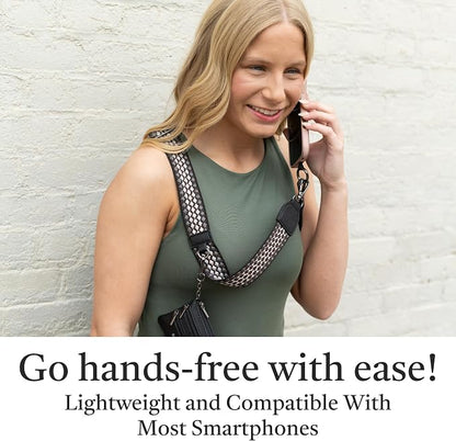 Save the Girls Original Clip and Go Phone Strap Pattern - Crossbody Phone Strap Chain with Zipper Wallet Pouch