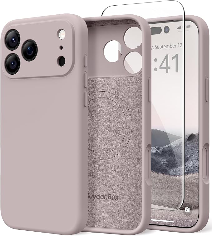 Magnetic for iPhone 17 Pro Case, Compatible with MagSafe, [Full Camera Protection][Screen Protector] Silicone Shockproof Protective Phone Case for iPhone 17 Pro 6.3", Hazel