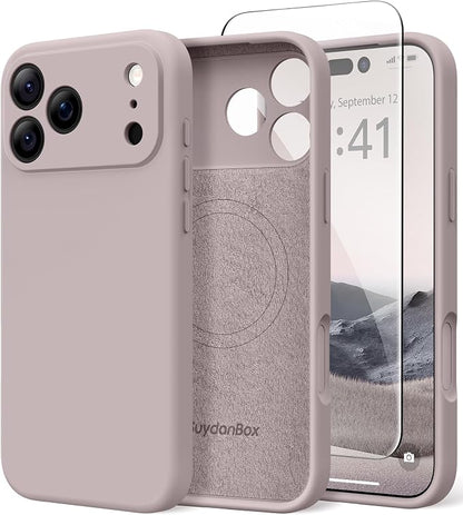 Magnetic for iPhone 17 Pro Case, Compatible with MagSafe, [Full Camera Protection][Screen Protector] Silicone Shockproof Protective Phone Case for iPhone 17 Pro 6.3", Hazel