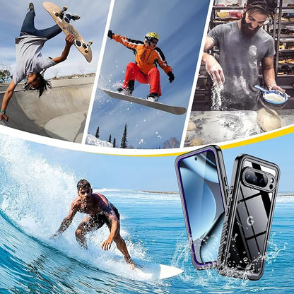 SPIDERCASE for Google Pixel 10 Pro Case Waterproof, [Privacy Screen Protector][IP68 Underwater] Full Body Sealed Heavy Duty Protection [12FT Military Grade Shockproof] Durable Phone Case, Purple