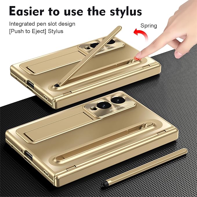 Case for Samsung Galaxy Z Fold 8 Wide, with Kickstand (Gold) | Stulys, Screen Protector, Shockproof, Slim, Anti-fingerprint, Scratch-Resistant, Lens protection, Hands-free viewing