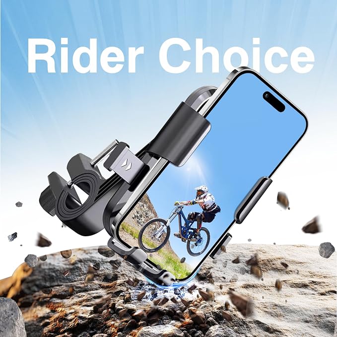 LELEKUAI Bike Phone Mount for Motorcycle & Ebike – Anti-Shake Handlebar Phone Holder, Universal Cell Phone Mount, Easy Install, Fits iPhone & Android