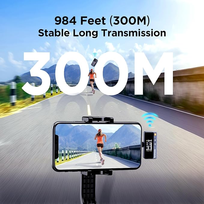 Saramonic Air Wireless Microphone for iPhone/Camera/Android/PC, 48kHz/24-bit,120dB Max SPL, 300m Range, Noise Cancelling, 30h Use for Filmmaking and Content Creation (USB Type-C Version)
